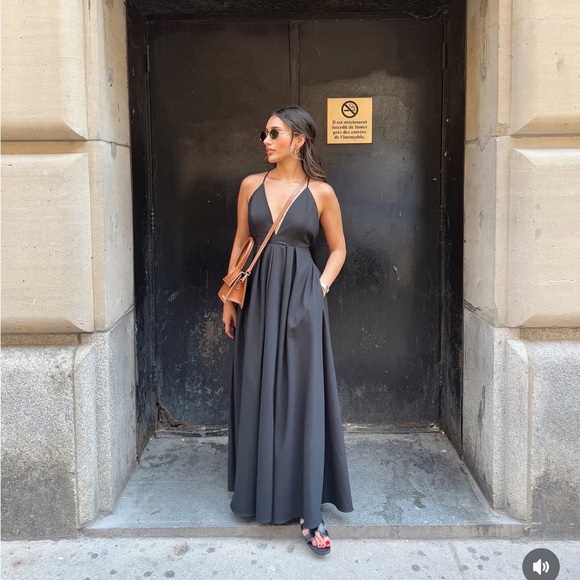 Zara Elegant Black Evening maxi flowy Dress gown party cocktail formal - Picture 5 of 10